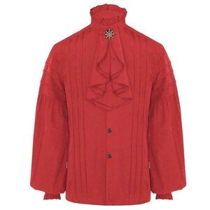 Crubelon Men's Pirate Shirt Vampire Renaissance Medieval Gothic Red Sz. S NEW